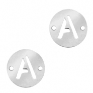 Anh&auml;nger aus Stainless Steel - Rostfreiem Stahl Zwischenst&uuml;ck 10mm Initial coin A Silber