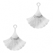 Anh&auml;nger aus Stainless Steel - Rostfreiem Stahl Ginkgo Blatt Silber