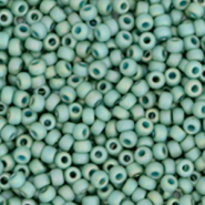 Miyuki 11/0 Rocailles Opaque glazed frosted rainbow celadon green 11-4701