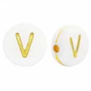 Acryl Buchstaben V White-gold