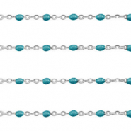 Zubehör aus Stainless Steel - Rostfreiem Stahl Gliederkette 1mm Pretty peacock blue-silber