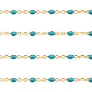 Zubehör aus Stainless Steel - Rostfreiem Stahl Gliederkette 1mm Pretty peacock blue-gold