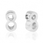 Perlen aus Stainless Steel - Rostfreiem Stahl Zahlen 8 Silber