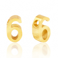 Perlen aus Stainless Steel - Rostfreiem Stahl Zahlen 6 Gold