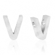 Perlen aus Stainless Steel - Rostfreiem Stahl Buchstaben V Silber
