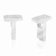 Perlen aus Stainless Steel - Rostfreiem Stahl Buchstaben T Silber