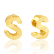 Perlen aus Stainless Steel - Rostfreiem Stahl Buchstaben S Gold