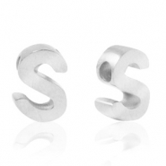 Perlen aus Stainless Steel - Rostfreiem Stahl Buchstaben S Silber