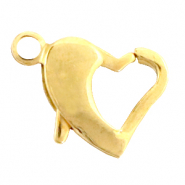 Zubeh&ouml;r aus Stainless Steel - Rostfreiem Stahl Karabinerverschluss Herz 14mm Gold