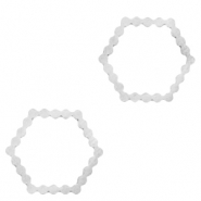 Anhänger aus Stainless Steel - Rostfreiem Stahl Zwischenstück Hexagon Silber