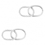 Anhänger aus Stainless Steel - Rostfreiem Stahl Zwischenstück double Oval Silber