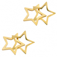 Anhänger aus Stainless Steel - Rostfreiem Stahl Zwischenstück double Star Gold