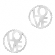 Anhänger aus Stainless Steel - Rostfreiem Stahl Zwischenstück "LOVE" Silber