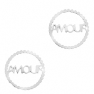 Anhänger aus Stainless Steel - Rostfreiem Stahl Zwischenstück "AMOUR" Silber