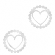 Anhänger aus Stainless Steel - Rostfreiem Stahl Zwischenstück Heart Silber