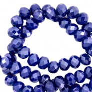 Facetten Top Glas Perlen 6x4mm Rondellen Egyptian blue-pearl shine coating