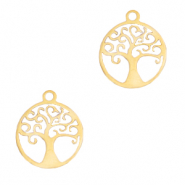 Anhänger aus Stainless Steel - Rostfreiem Stahl Baum des Lebens Gold