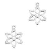 Anhänger aus Stainless Steel - Rostfreiem Stahl Blume Silber