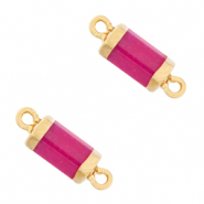 Anh&auml;nger Naturstein Zwischenst&uuml;ck Hexagon Magenta purple-gold