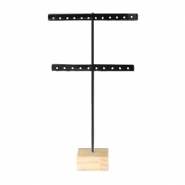 Schmuck Display T-Form Ohrringe mit Holz Ständer Schwarz-Holz