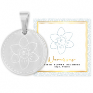 Anhänger aus Stainless Steel - Rostfreiem Stahl Mix & Match 15mm Birth flower December-Narcissus Silber