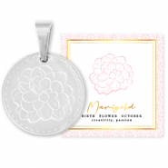 Anhänger aus Stainless Steel - Rostfreiem Stahl Mix & Match 15mm Birth flower October-Marigold Silber