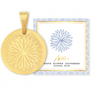 Anhänger aus Stainless Steel - Rostfreiem Stahl Mix & Match 15mm Birth flower September-Aster Gold