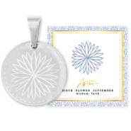 Anhänger aus Stainless Steel - Rostfreiem Stahl Mix & Match 15mm Birth flower September-Aster Silber