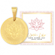 Anhänger aus Stainless Steel - Rostfreiem Stahl Mix & Match 15mm Birth flower July-Water lily Gold