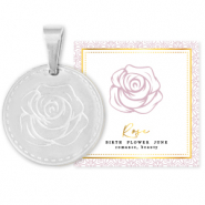 Anhänger aus Stainless Steel - Rostfreiem Stahl Mix & Match 15mm Birth flower June-Rose Silber