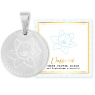 Anhänger aus Stainless Steel - Rostfreiem Stahl Mix & Match 15mm Birth flower March-Daffodil Silber