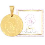 Anhänger aus Stainless Steel - Rostfreiem Stahl Mix & Match 15mm Birth flower February- Violet Gold