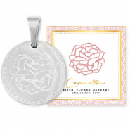 Anhänger aus Stainless Steel - Rostfreiem Stahl Mix & Match 15mm Birth flower January-Carnation Silber