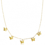 Stainless Steel - Rostfrei Stahl Gliederkette Schmetterling Gold