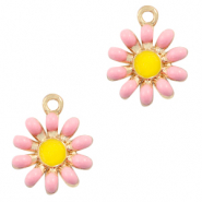 Anh&auml;nger Metall Basic Quality Flower Gold-pink