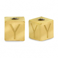 Perlen aus Stainless Steel - Rostfreiem Stahl Buchstaben Y Gold