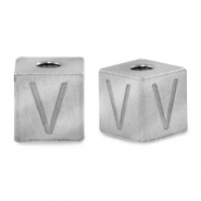 Perlen aus Stainless Steel - Rostfreiem Stahl Buchstaben V Silber