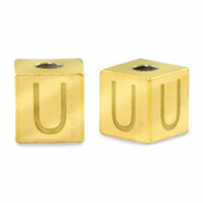 Perlen aus Stainless Steel - Rostfreiem Stahl Buchstaben U Gold