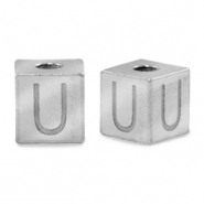 Perlen aus Stainless Steel - Rostfreiem Stahl Buchstaben U Silber