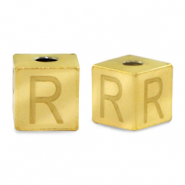 Perlen aus Stainless Steel - Rostfreiem Stahl Buchstaben R Gold
