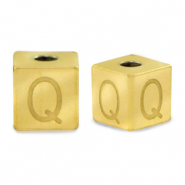 Perlen aus Stainless Steel - Rostfreiem Stahl Buchstaben Q Gold