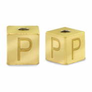 Perlen aus Stainless Steel - Rostfreiem Stahl Buchstaben P Gold