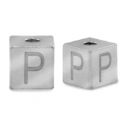 Perlen aus Stainless Steel - Rostfreiem Stahl Buchstaben P Silber