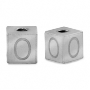 Perlen aus Stainless Steel - Rostfreiem Stahl Buchstaben O Silber