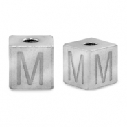 Perlen aus Stainless Steel - Rostfreiem Stahl Buchstaben M Silber