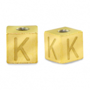 Perlen aus Stainless Steel - Rostfreiem Stahl Buchstaben K Gold