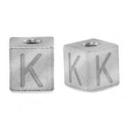 Perlen aus Stainless Steel - Rostfreiem Stahl Buchstaben K Silber