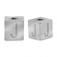 Perlen aus Stainless Steel - Rostfreiem Stahl Buchstaben J Silber