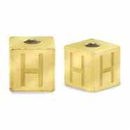Perlen aus Stainless Steel - Rostfreiem Stahl Buchstaben H Gold