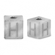 Perlen aus Stainless Steel - Rostfreiem Stahl Buchstaben H Silber